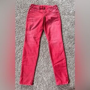 True Religion Red Skinny Ankle Jeans Corduroy Stretch Shannon Denim Pants 27x31